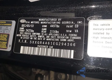 2014 Kia Optima Sx Turbo z USA, uszkodzony, nr VIN 5XXGR4A61EG294366